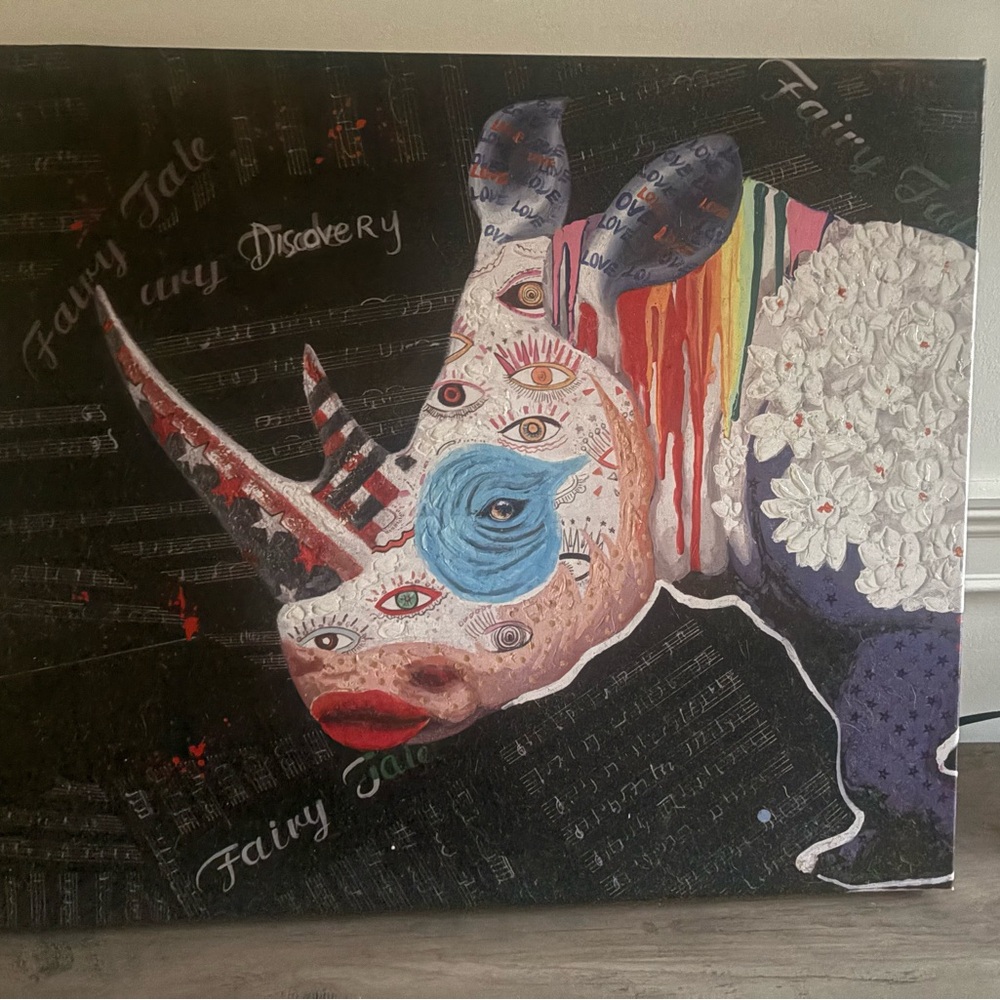 Colorful Rhinoceros Art Canvas